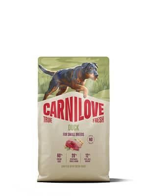 8595602581917.jpg 4 kg. Carnilove True Fresh teravilja-ja kartulivaba täissööt väikest kasvu (kuni 10 kg.) täiskasvanud koertele pardilihaga
