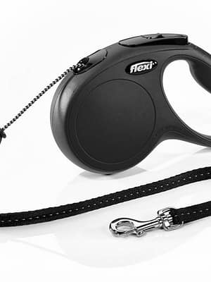 11791.jpg 5 m. Flexi New Classic musta värvi nöörrihm, suurus M (max. kaal 20 kg.)