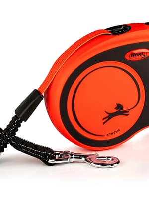 21481.jpg 5 m. Flexi Xtreme lintrihm must/oranz, suurus L (max. kaal 65 kg.)
