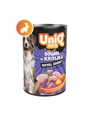 5903843434856.jpg 375 gr. UniQ Pets Royal Rabbit teraviljavaba monoproteiiniga/küülik konservsööt täiskasvanud koertele