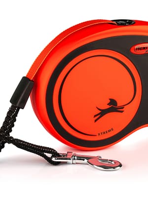 L-00685.jpg 8 m. Flexi Xtreme lintrihm must/oranz, suurus L (max. kaal 55 kg.)