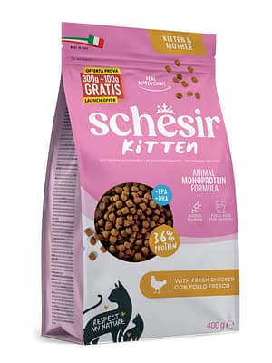 Exclusive Mockups for Branding and Packaging Design 400 gr. Schesir Animal Monoprotein Kitten täissööt kassipoegadele kanalihaga