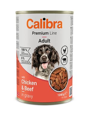 8595706701754.jpg 1,24 kg. Calibra Premium konservsööt täiskasvanud koertele kana-& veiselihaga kastmes