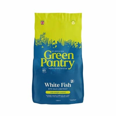 valge kala 1,5 kg. Green Pantry keemiavaba täissööt igas suuruses ja vanuses koertele valge kalaga, rasva vaid 6%!