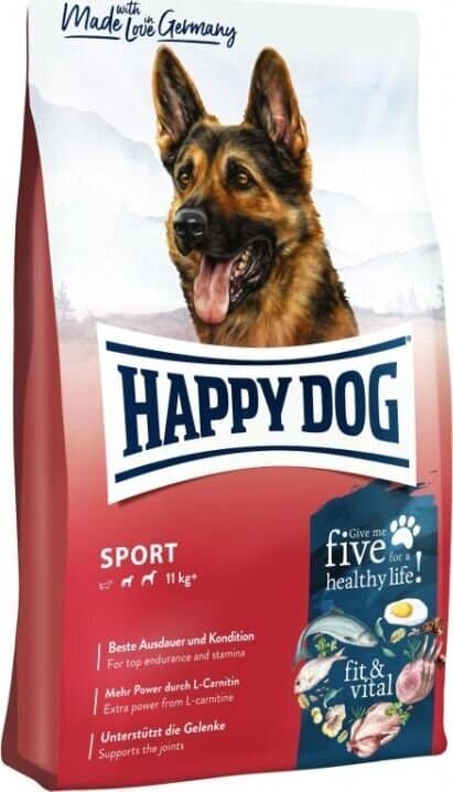kuivtoit-taiskasvanud-energilistele-koertele-happy-dog-sport_original 14 kg. Happy Dog Fit & Well Sport Adult nisuvaba täissööt täiskasvanud töötavatele/sportivatele keskmist-ja suurt kasvu koertele