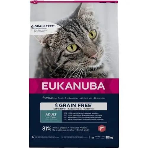 10 kg. Eukanuba teraviljavaba täissööt täiskasvanud kassidele kodulinnuliha & lõhega