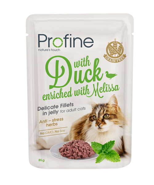 85 gr. Profine Cat Pouch Duck in Jelly teraviljavaba märgtoit kassidele pardilihafilee tarrendis