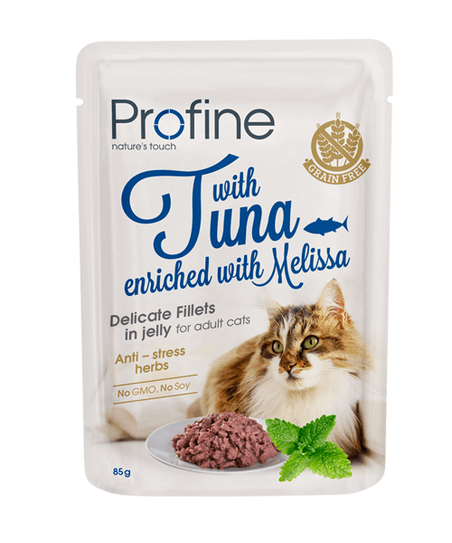 85 gr. Profine Cat Pouch Tuna in Jelly teraviljavaba märgtoit täiskasvanud kassidele tuunikalafilee tarrendis
