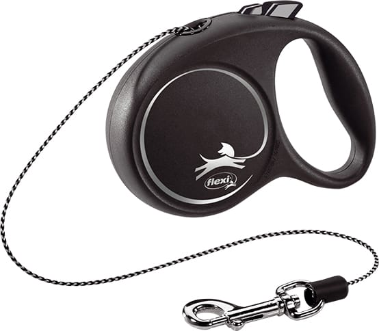 3 m. Flexi Black Design must nöörrihm, suurus XS (max. kaal 8 kg.)