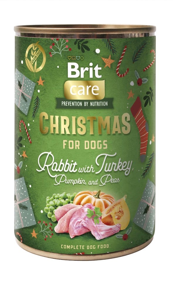 8595602579419.jpg 400 gr. Brit Care Christmas Rabbit with Turkey konservsööt täiskasvanud koertele küüliku & kalkunilihaga