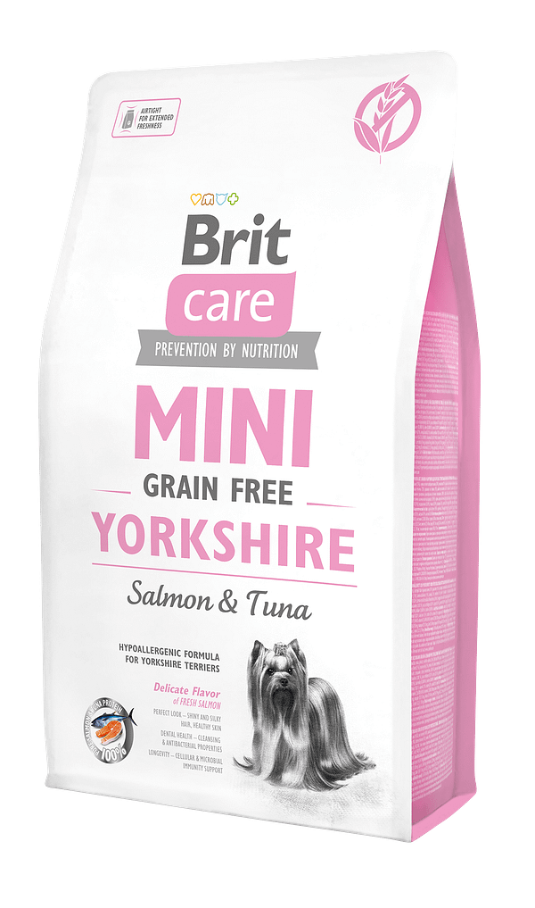 2 kg. Brit Care Mini Yorkshire teraviljavaba täissööt täiskasvanud Yorkshire terjeritele lõhe ja tuunikalaga