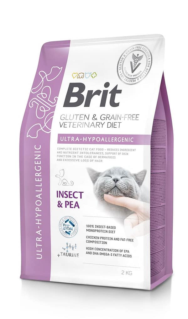 8595602559749.jpg 2 kg. Brit Veterinary Diet Ultra-Hypoallergenic teraviljavaba erisööt putukavalguga allergilistele kassidele
