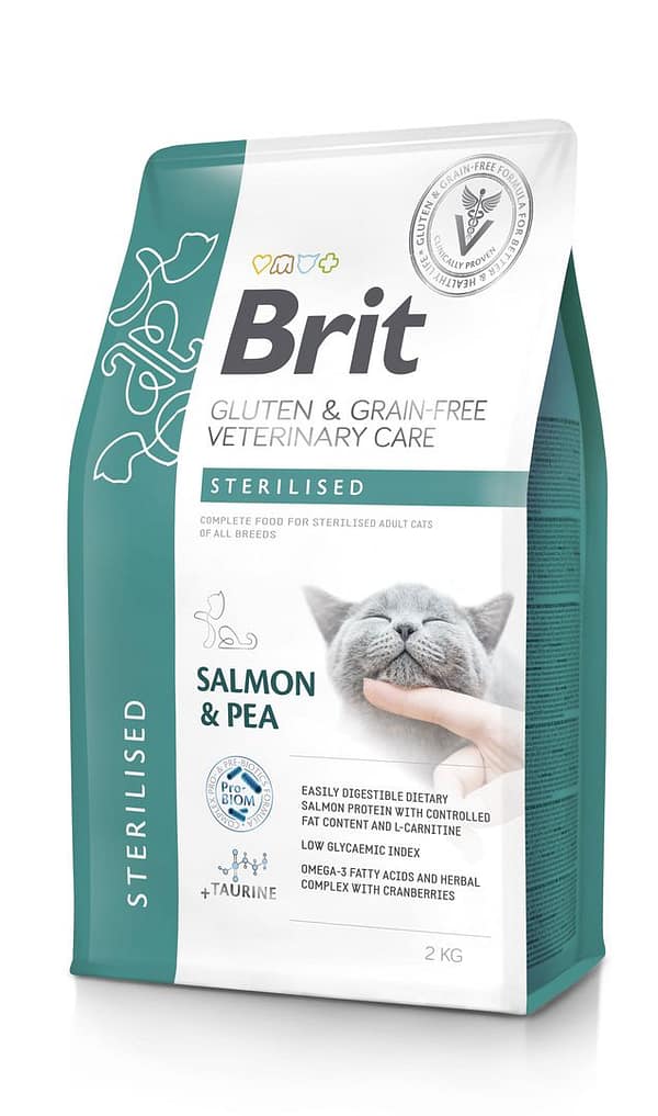 2 kg. Brit Veterinary Diet Sterilised erisööt steriliseeritud/kastreeritud täiskasvanud kassidele lõhega