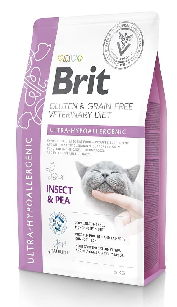8595602559732.jpg 5 kg. Brit Veterinary Diet Ultra-Hypoallergenic teraviljavaba erisööt putukavalguga allergilistele kassidele