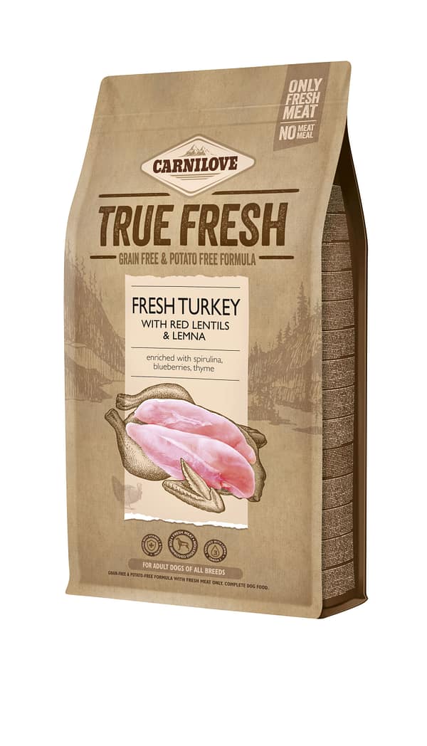 8595602545957.jpg 1,4 kg. Carnilove True Fresh teravilja-ja kartulivaba täissööt täiskasvanud koertele kalkunilihaga