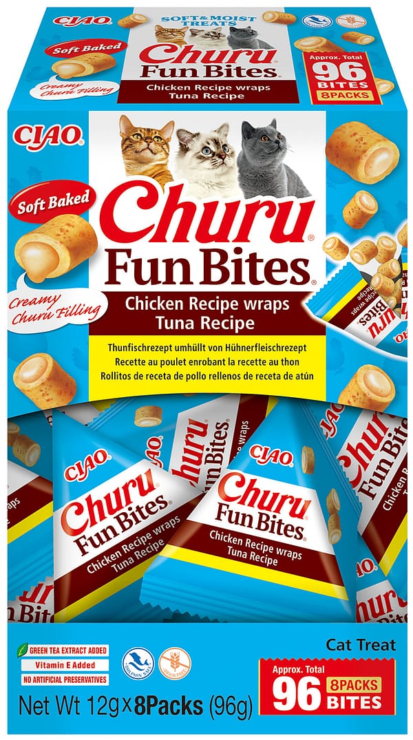 4262365731753.jpg Churu FUN BITES Chicken Recipe wraps Tuna naturaalsed teraviljavabad kassimaiused 8 x 12 gr.