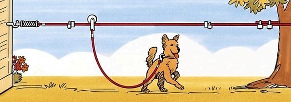 ilmastikukindel-jooksutross- Jooksutrossi komplekt 15 m., sobib koerale kaaluga kuni 45 kg.