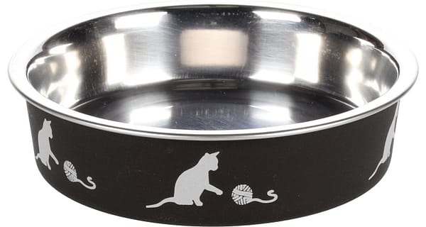 Flamingo libisemisvastase põhjaga metallist must kauss kassile ø 11,5cm, maht 160 ml.