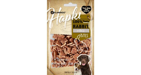 85 gr. Flamingo Hapki Rabbit + Rice Bites treeningmaius koerale