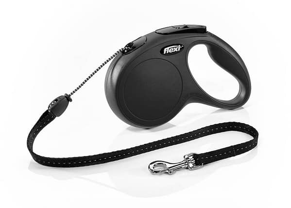 5 m. Flexi New Classic musta värvi nöörrihm, suurus M (max. kaal 20 kg.)