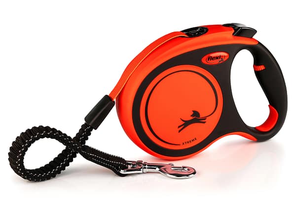 5 m. Flexi Xtreme lintrihm must/oranz, suurus L (max. kaal 65 kg.)