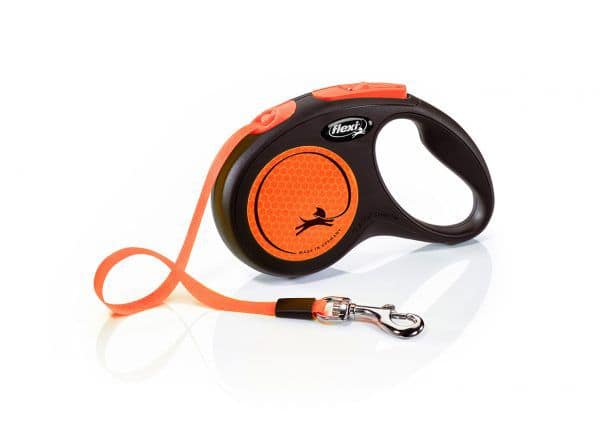 5 m. Flexi New Neon neoonoranž lintrihm, suurus S (max. kaal 15 kg.)