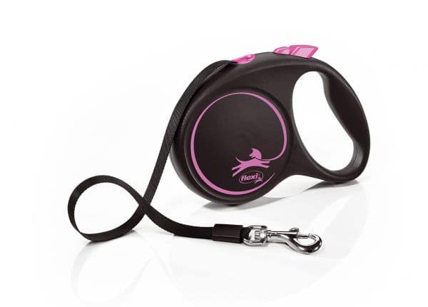 5 m. Flexi Black Design must/roosa lintrihm, suurus M (max. kaal 25 kg.)