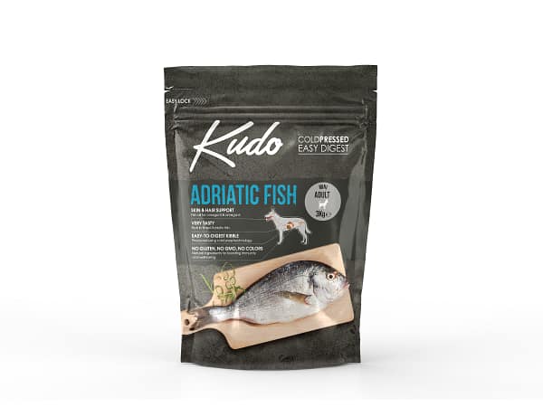 3 kg. Kudo Adriatic Fish Mini külmpressitud täissööt väikest kasvu täiskasvanud koertele Aadria kalaga