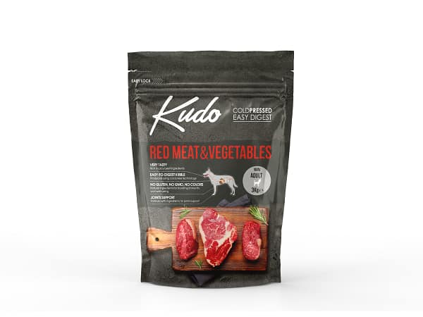 3 kg. Kudo Red Meat & Vegetables Mini külmpressitud täissööt väikest kasvu täiskasvanud koertele veiselihaga