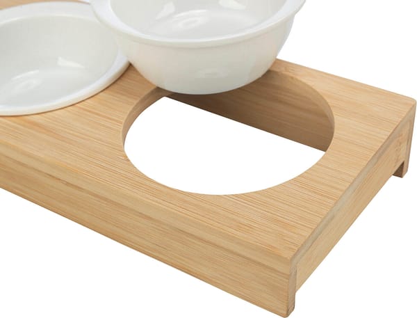 valged1 Keraamilised kausid bambusest alusel, maht 2 x 0,25 l.