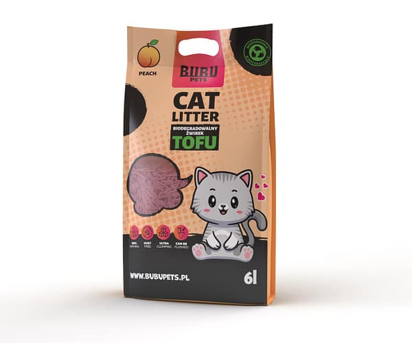 2,5 kg./6 L. Bubu Pets biolagunev virsiku lõhnaga tofust kassiliiv