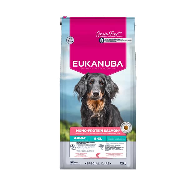 12 kg. Eukanuba Adult S-XL Mono-Protein ühe valgu baasil teraviljavaba täissööt igas suuruses täiskasvanud koertele lõhega
