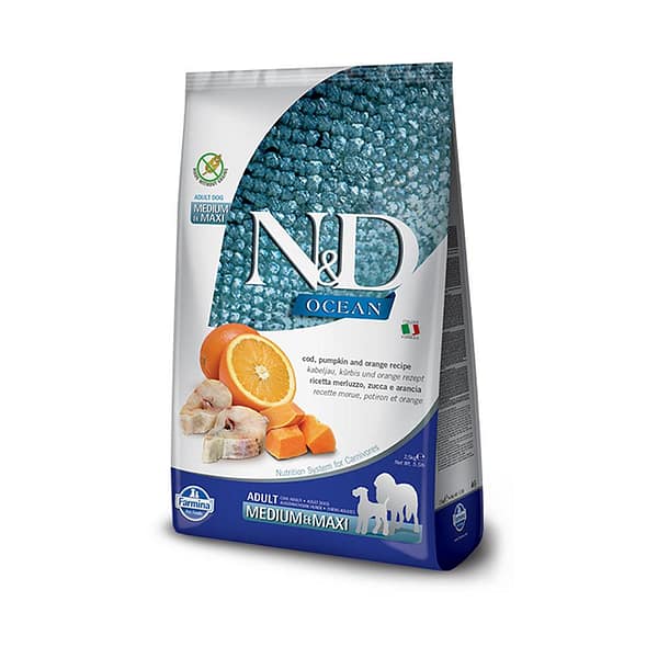 farmina ocean 2,5 kg. Farmina Ocean teraviljavaba täissööt täiskasvanud keskmist-ja suurt kasvu koertele tursaga