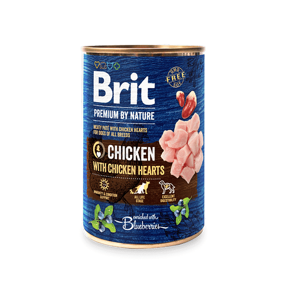 400 gr. Brit Premium teraviljavaba konservsööt igas vanuses koertele kanaliha ja kanasüdametega