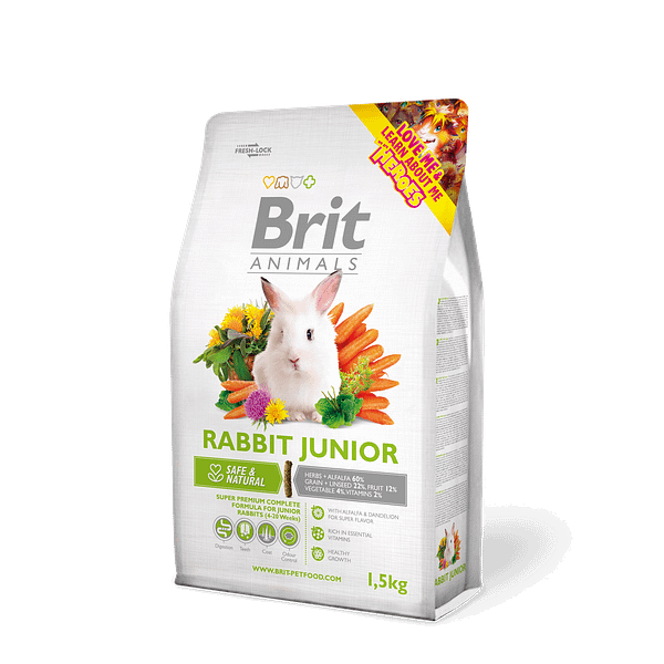 2948_602b67e6260245.32708075_12C5kg_Rabbit_Junior.png 1,5 kg. Brit Animals Rabbit Junior täissööt noortele küülikutele