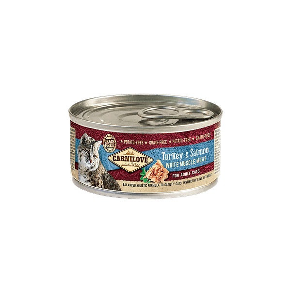 6 x 100 gr. CarniLove teraviljavaba konservsööt kassidele kalkuniliha ja lõhega