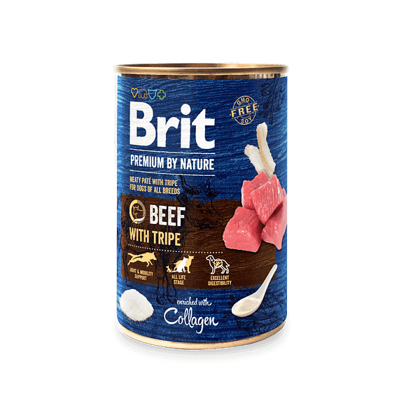 800 gr. Brit Premium teraviljavaba konservtoit koertele veiseliha ja rupskitega