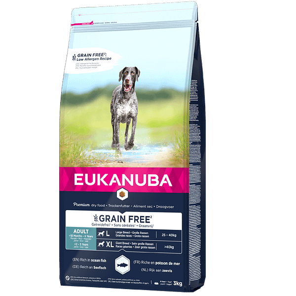 12 kg. Eukanuba teraviljavaba täissööt suurt kasvu koertele värskelt külmutatud lõhega