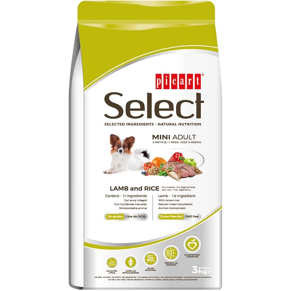 8436011152186.jpg 3 kg. Select Mini Adult gluteenivaba täissööt väikest kasvu täiskasvanud koertele lambaliha ja riisiga