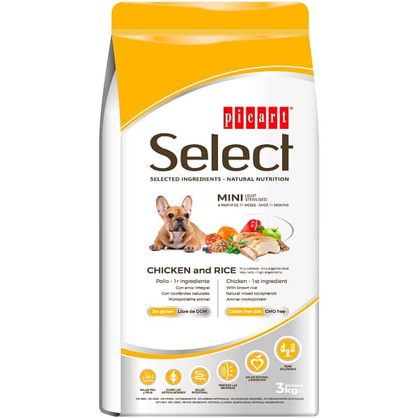 8436011152223.jpg 3 kg. Select Mini Light gluteenivaba dieetsööt väikest kasvu täiskasvanud koertele kanaliha ja riisiga