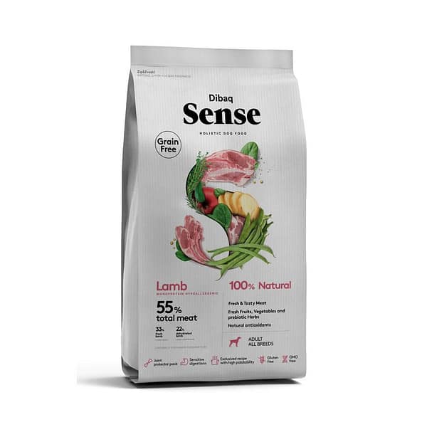 Dibaq Sense Lamb 12kg 2 kg. Dibaq Sense teraviljavaba täissööt igas suuruses täiskasvanud koertele lambalihaga