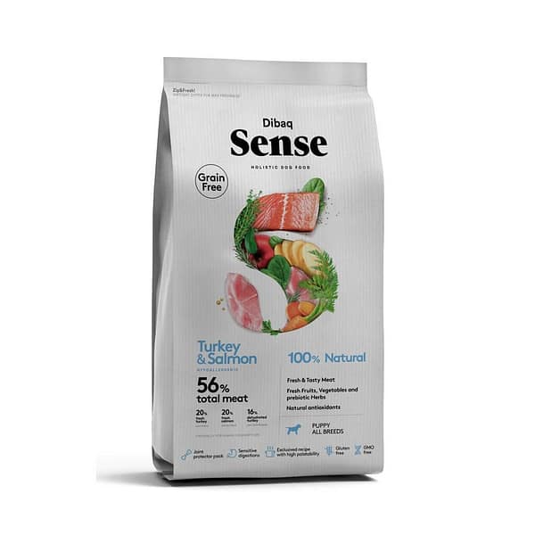 Dibaq Sense Puppy Salmon & Turkey 2kg 12 kg. Dibaq Sense teraviljavaba kutsikasööt lõhe ja kalkunilihaga