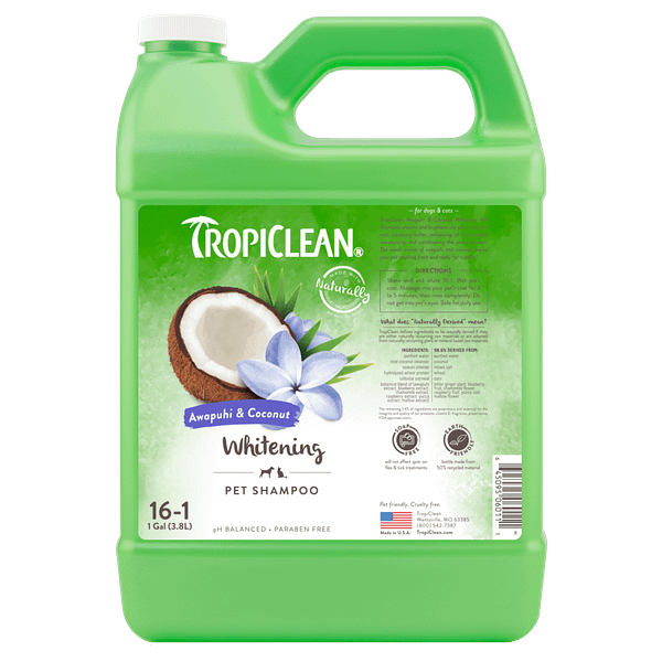 TropiClean looduslik seebivaba valgendav šampooni kontsentraat koertele ja kassidele 3,78 L.