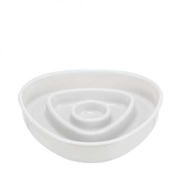 Aeglaseks söömiseks valget värvi plastikust kauss kassidele, maht 350 gr.