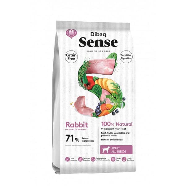 dsense-gf-dog-rabbit-2-kg 2 kg. Dibaq Sense teraviljavaba täissööt täiskasvanud koertele küülikulihaga