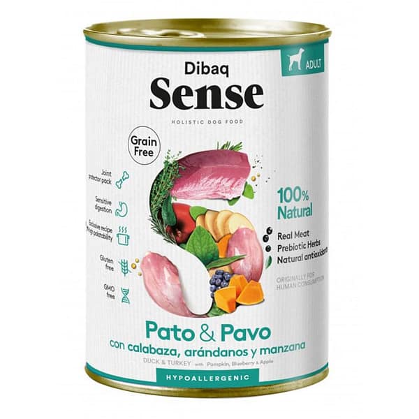 sensepart 380 gr. Dibaq Sense teraviljavaba konservsööt täiskasvanud koertele pardi-ja kalkunilihaga