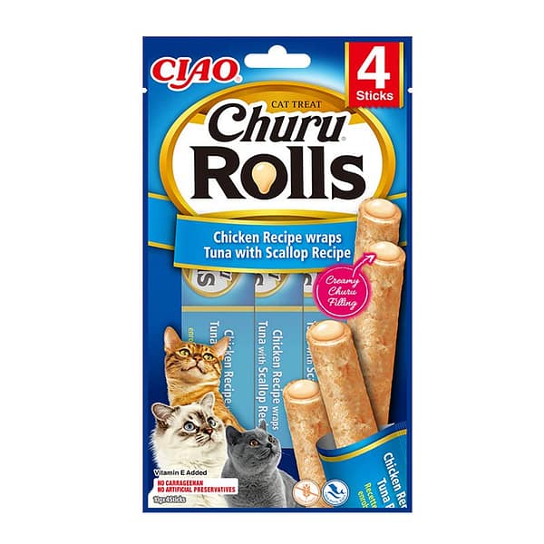 Churu Rolls teraviljavaba kassimaius kana, tuunikala ja kammkarbiga 4 x 10 gr.