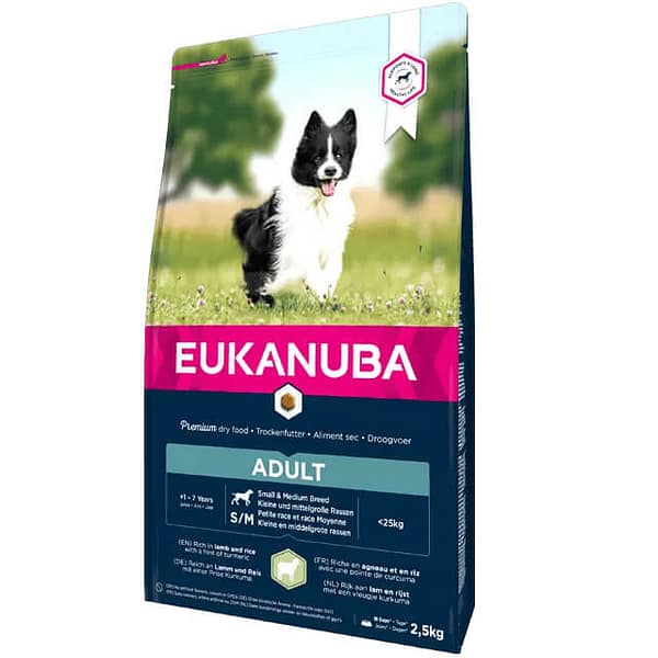 1-0-10160 12 kg. Eukanuba täissööt väikest- ja keskmist kasvu täiskasvanud koertele lamba-ja kanaliha ning riisiga
