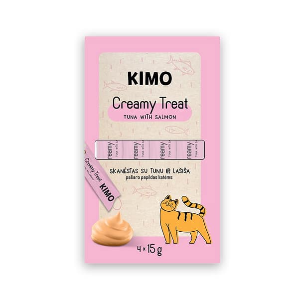 4779032180269.jpg Kimo Tuna with Salmon tuunikala & lõhega maius kassidele 4 x 15 gr.