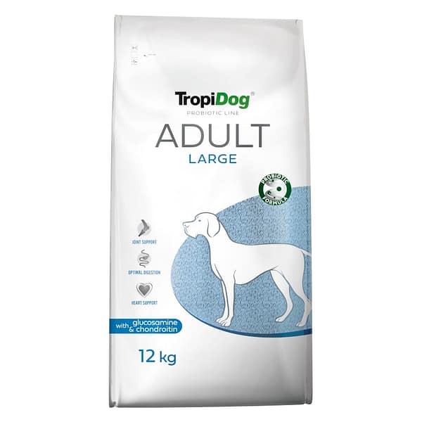 5900469562772.jpg 12 kg. TropiDog Adult Large Probiotic Line probiootikumidega täissööt suurt kasvu täiskasvanud koertele